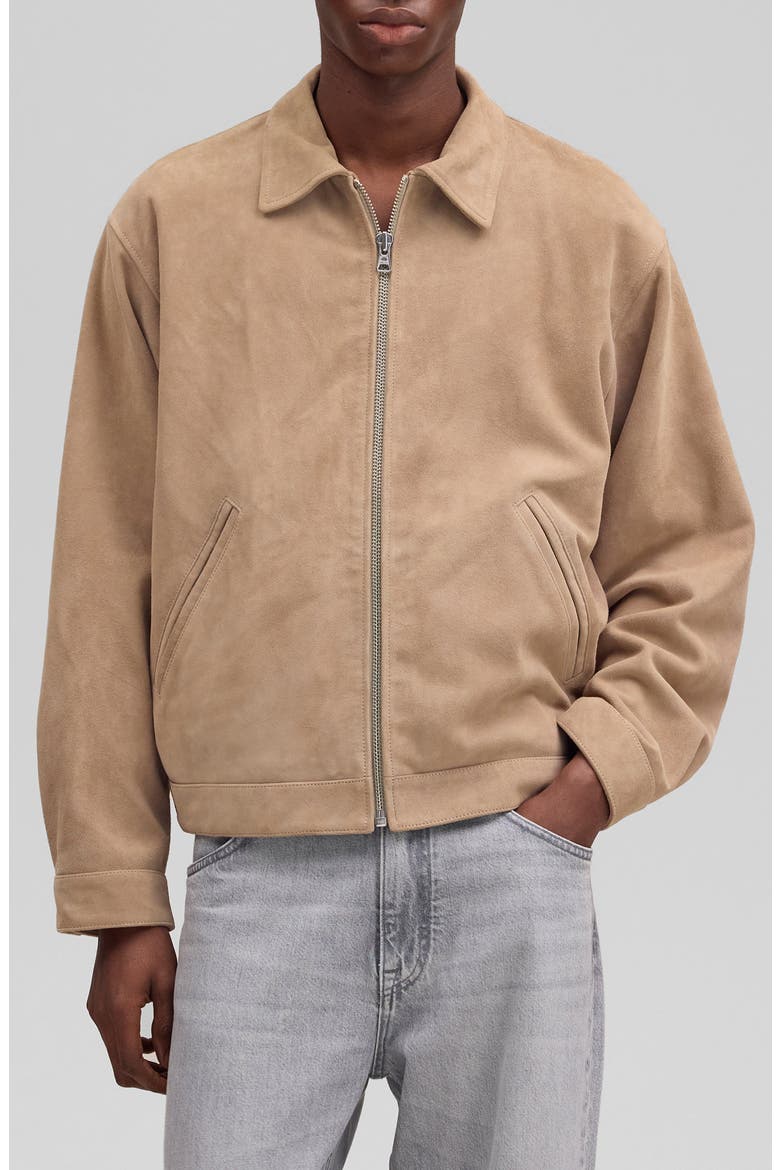 Petrus Goatskin Suede Jacket, Main, color, KHAKI STONE