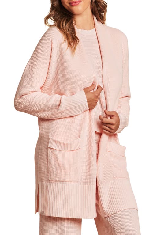 Shop Barefoot Dreams Waffle Knit Lounge Cardigan In Bella Pink