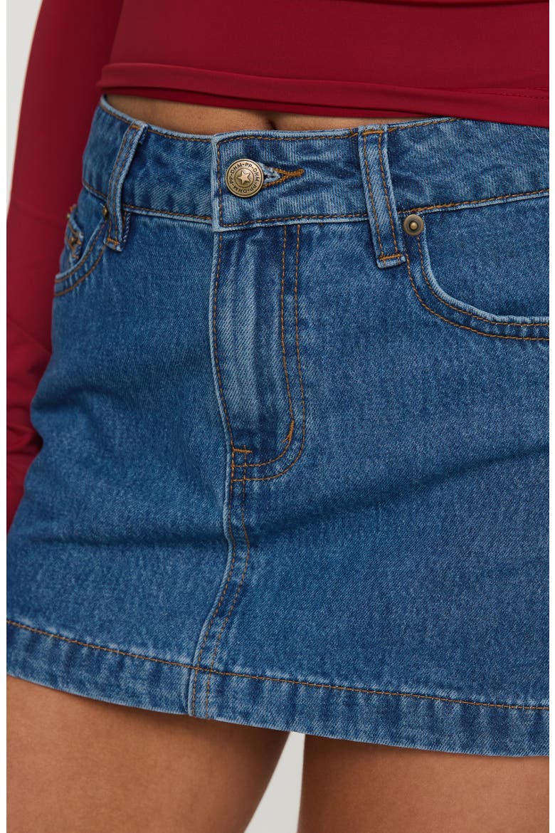 Nicolina Low Rise Denim Miniskirt, Alternate, color, LIGHT WASH