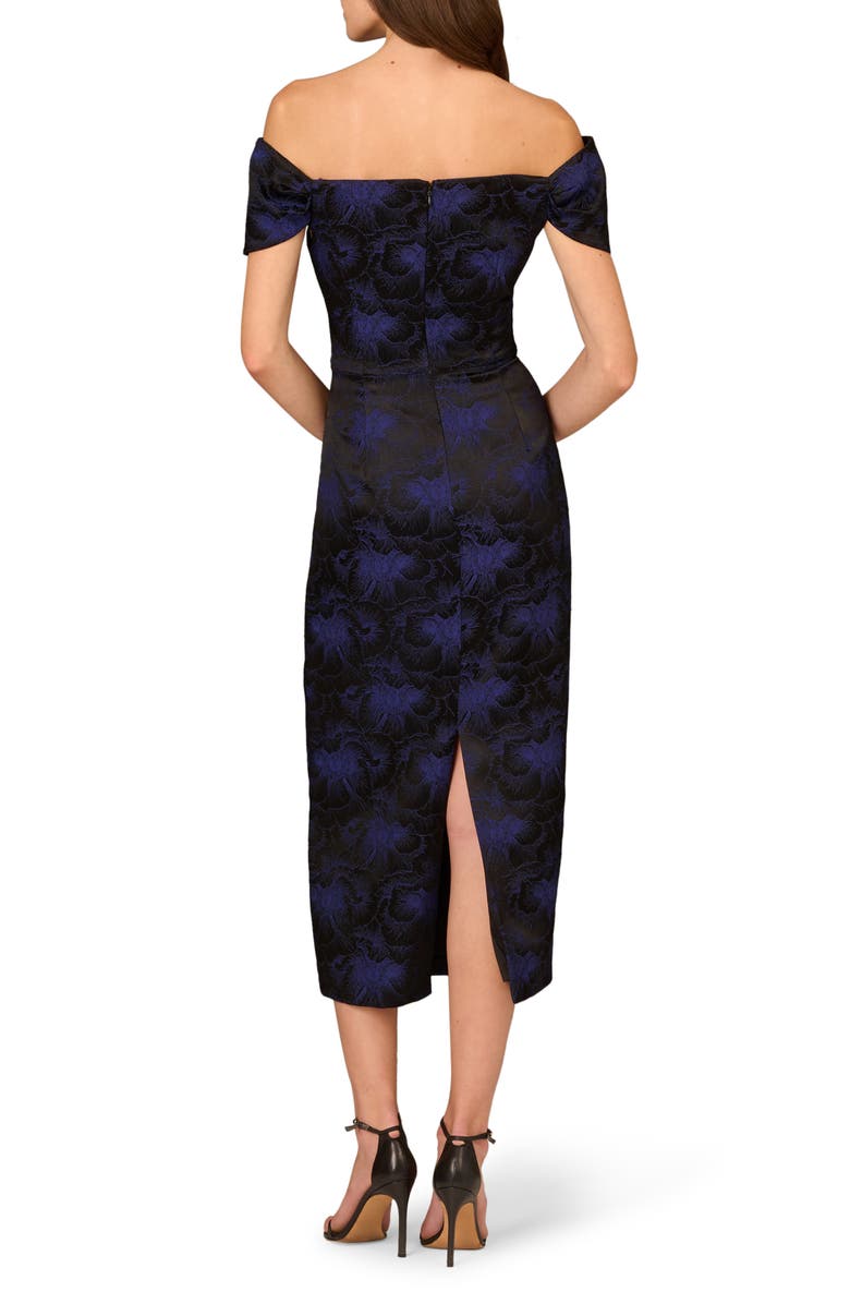 Aidan Mattox by Adrianna Papell Jacquard Off the Shoulder Cocktail Dress, Alternate, color, 