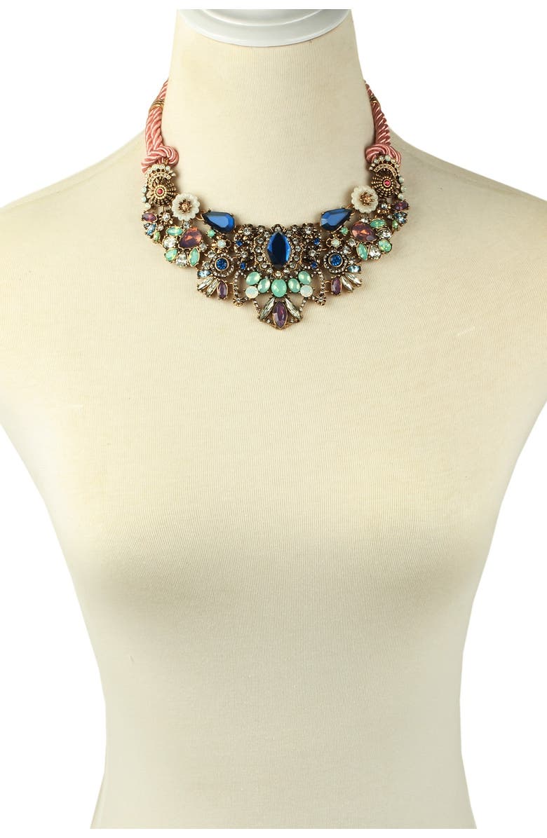EYE CANDY LOS ANGELES Juline Crystal Bib Necklace, Alternate, color, Multi Color