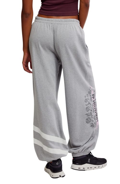 Shop Free People Fp Movement All Star Oversize Graphic Joggers In Heather Grey/white
