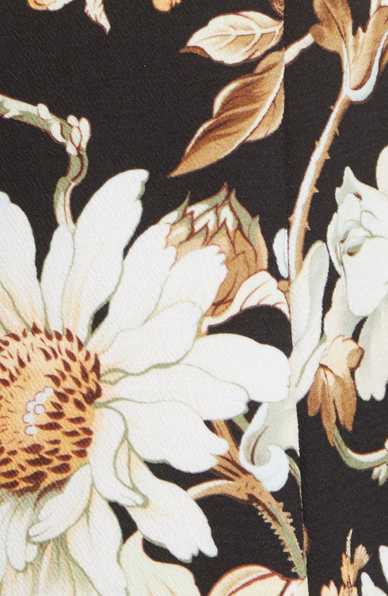 Oscar de la Renta Flower & Vine Print Crepe Gown, Alternate, color, 