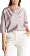 Renee C Cowl Neck Satin Blouse
