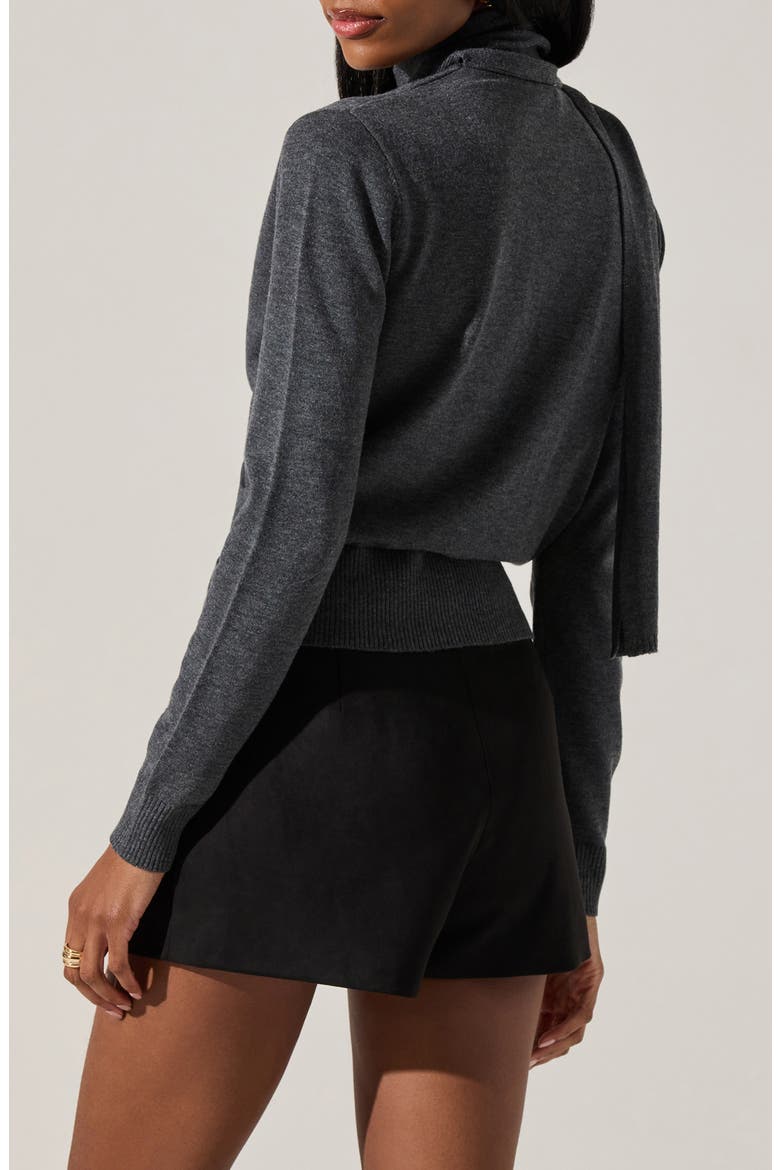 Glynne Scarf V-Neck Cardigan, Alternate, color, CHARCOAL