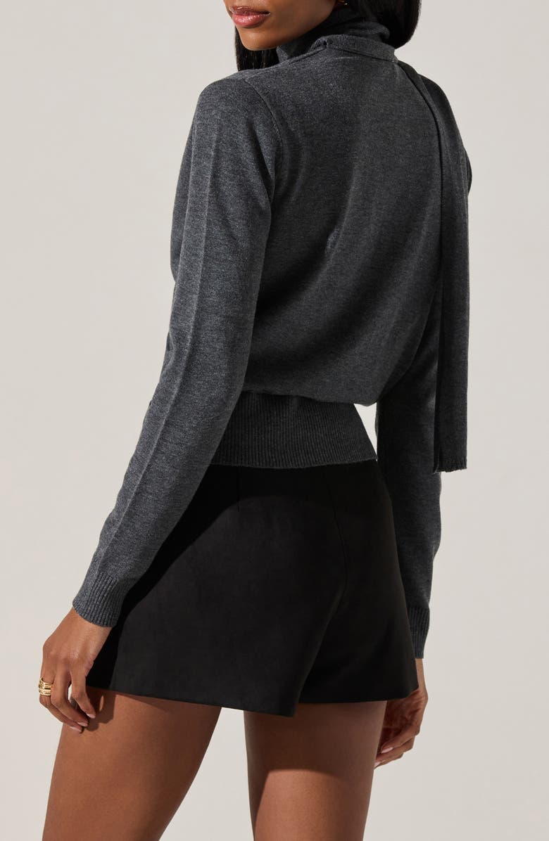 ASTR the Label Glynne Scarf V-Neck Cardigan, Alternate, color, Charcoal