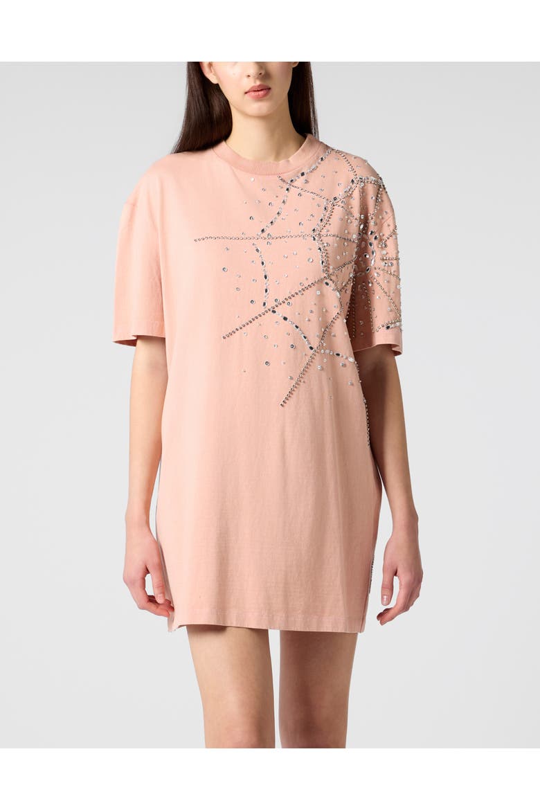 T-Shirt Dress Spiderweb Strass Women, Main, color, rose/pink