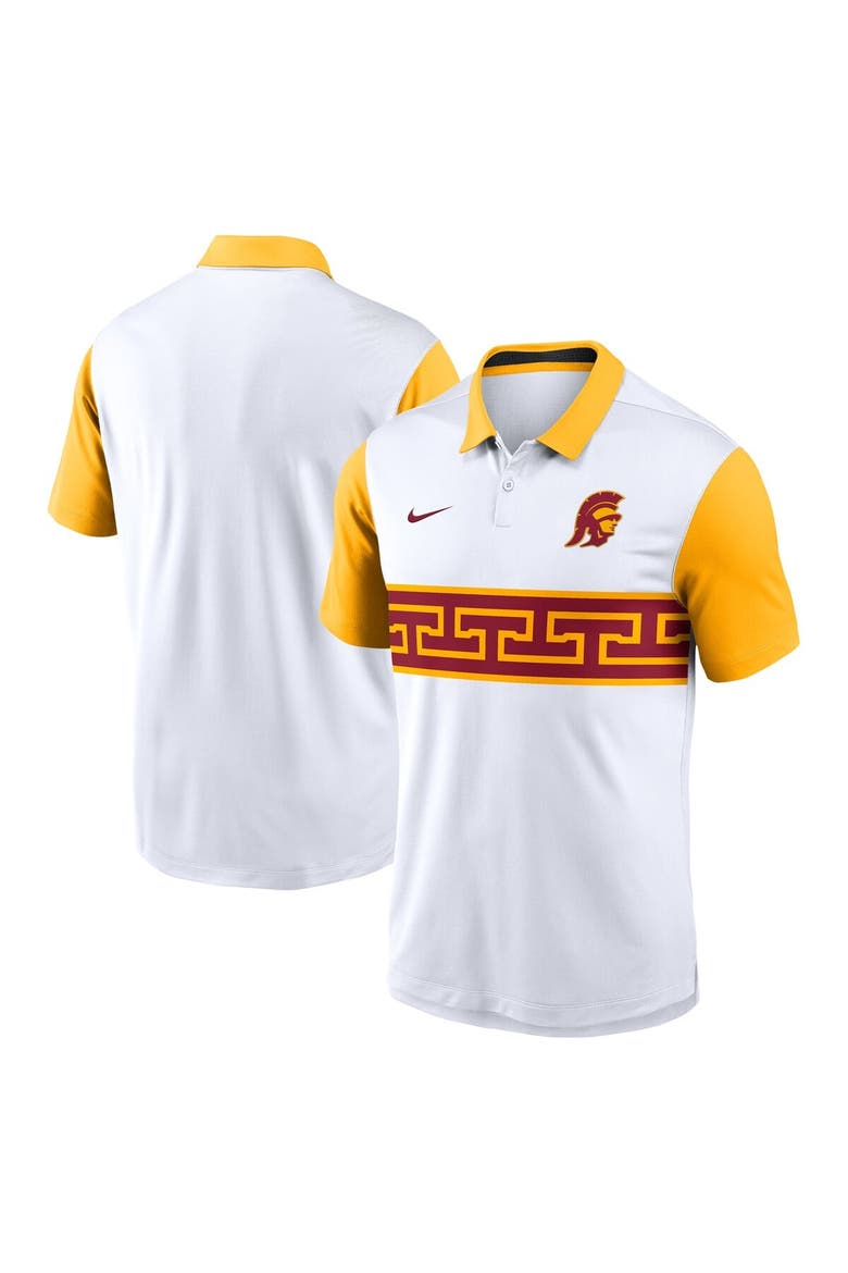 Men's Nike White/Gold USC Trojans Athletic Prep Alt Logo Vapor Performance Polo, Main, color, White