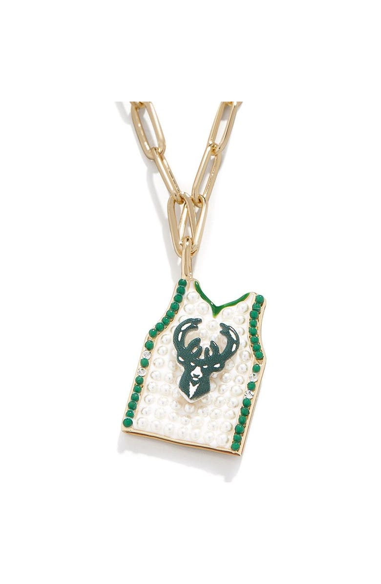 BaubleBar Milwaukee Bucks Team Jersey Necklace, Alternate, color,