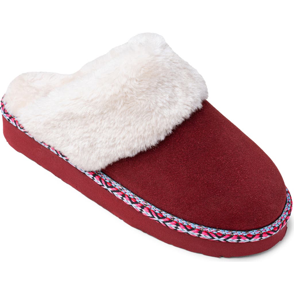 Minnetonka Cerise Faux Fur Slipper In Red