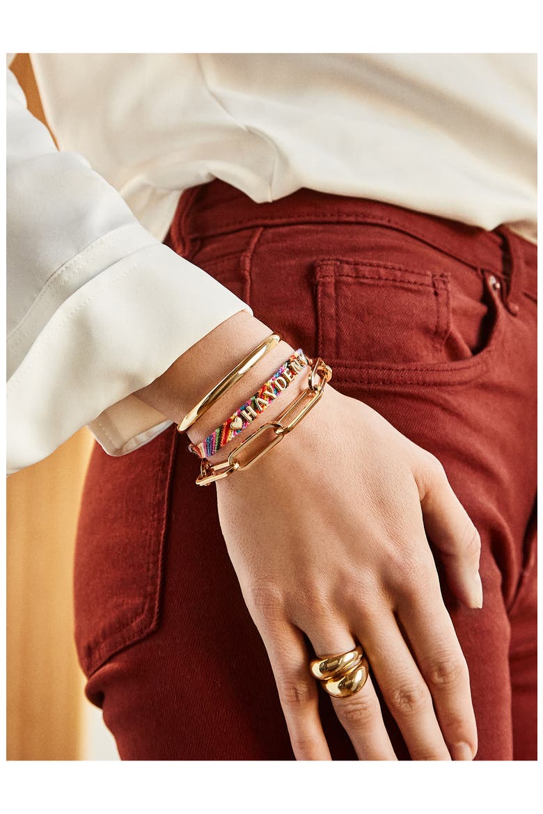 Custom Woven Friendship Bracelet, Alternate, color, GOLD/ MULTICOLOR