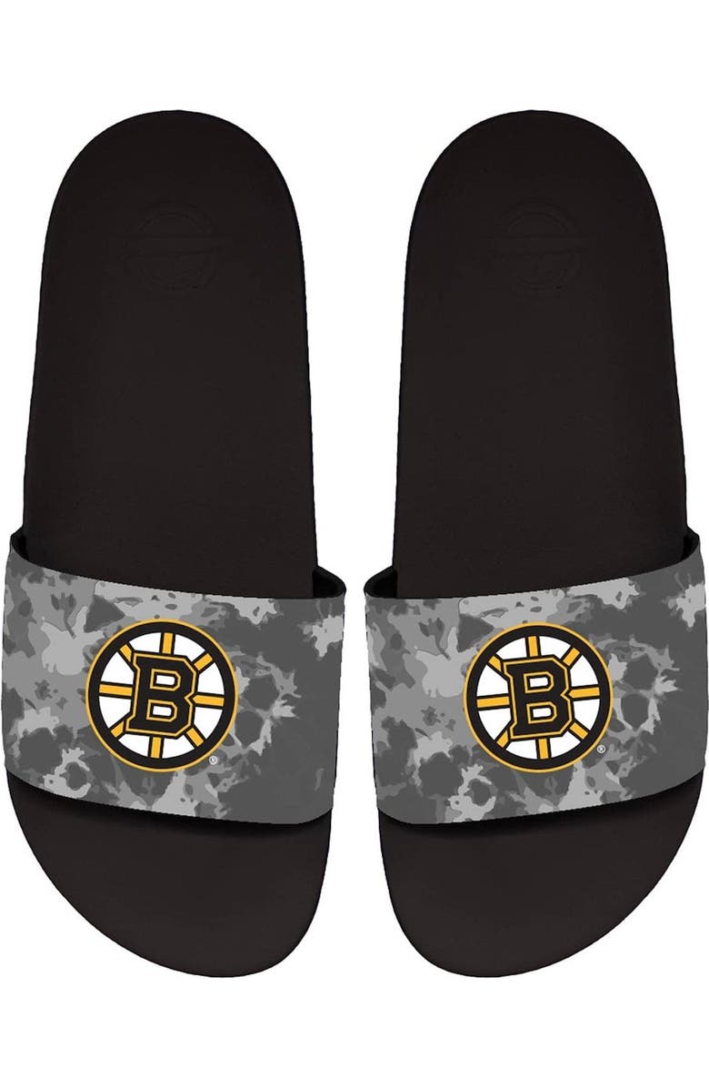 ISLIDE Unisex ISlide Boston Bruins Acid Wash Motto Slide Sandals, Main, color,