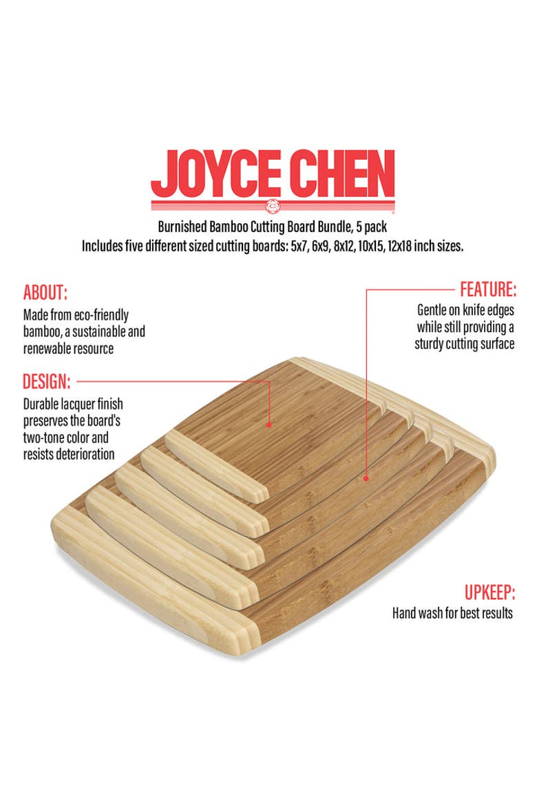 Burnished Cutting Board Set, 5 pack, Alternate, color, Bamboo