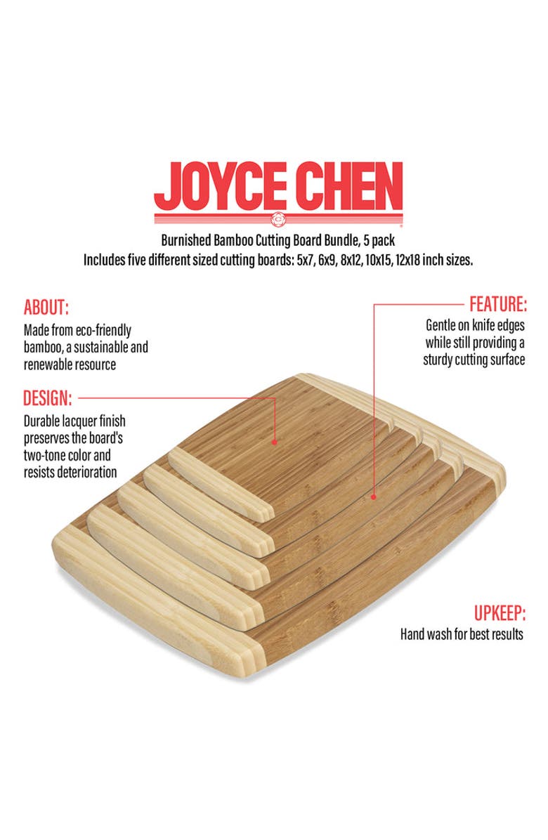 JOYCE CHEN Burnished Cutting Board Set, 5 pack, Alternate, color, 