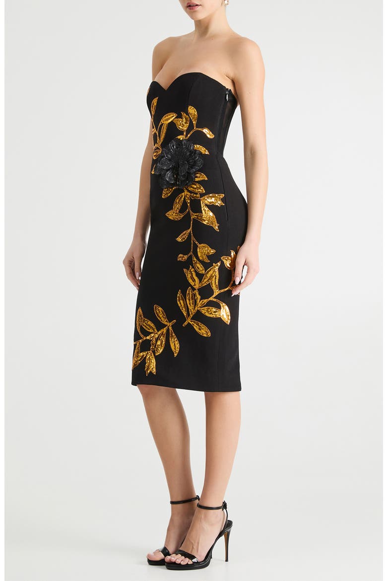 Chiara Sequin Strapless Cocktail Dress, Alternate, color, BLACK/ GOLD