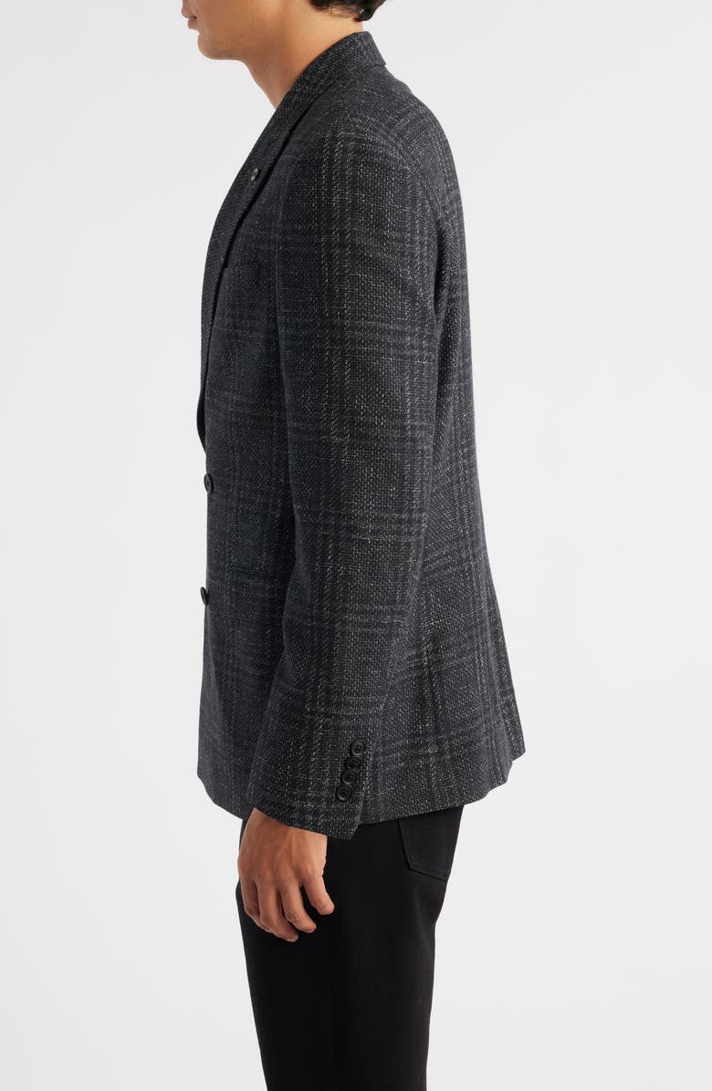 AllSaints Ridley Slim Fit Windowpane Plaid Wool Blend Sport Coat, Alternate, color, Charcoal
