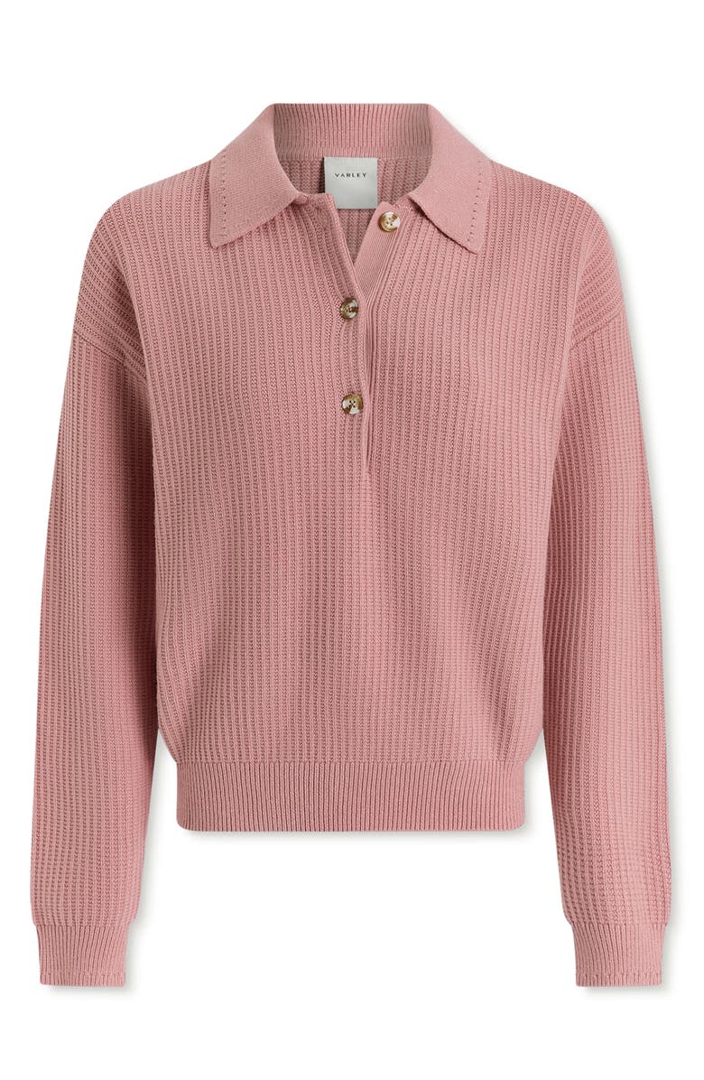 Varley Marlie Half Placket Knit Polo Sweater, Alternate, color, Zephyr Mauve