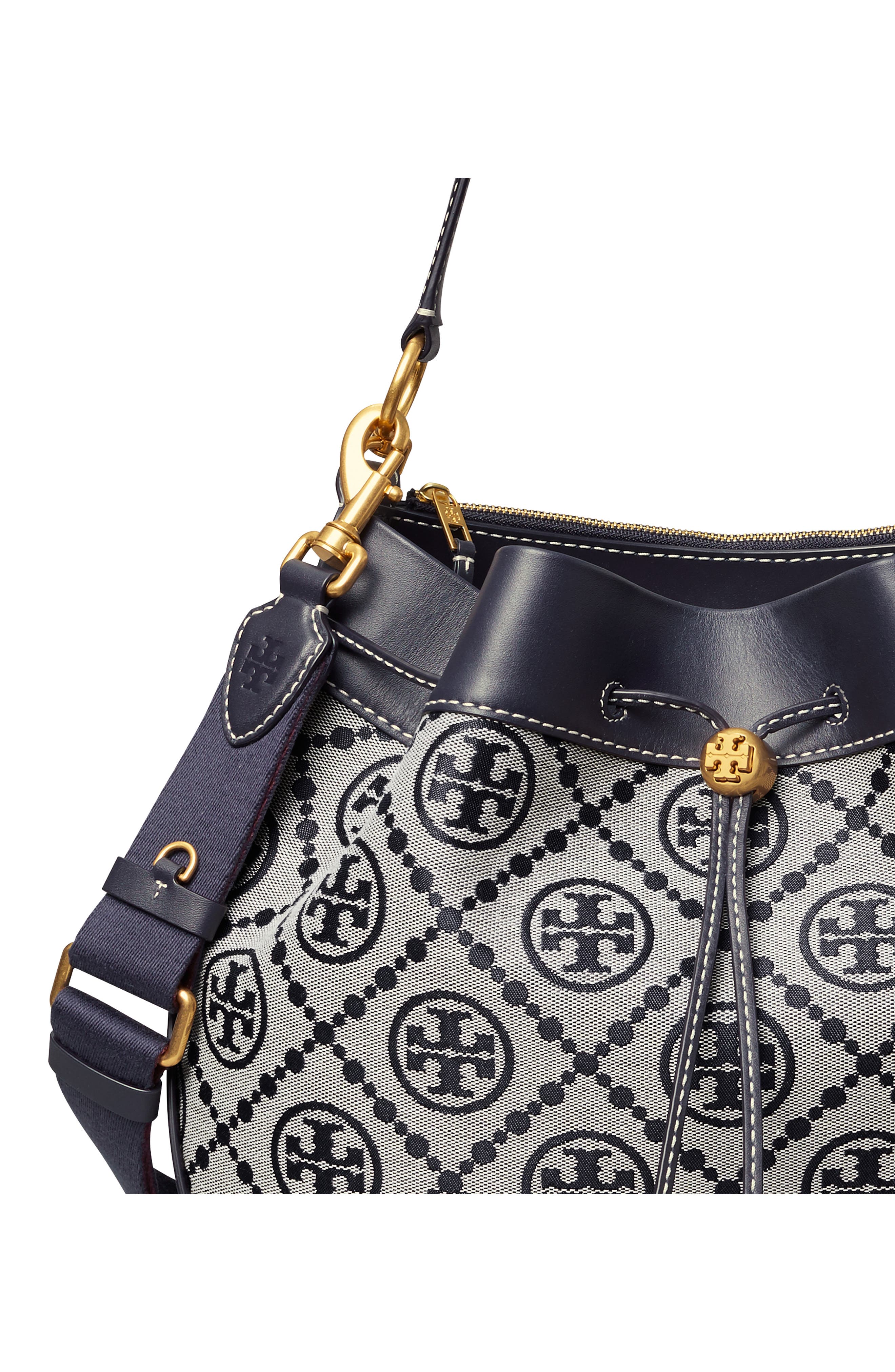 Tory Burch T Monogram Jacquard Drawstring Hobo Bag, Alternate, color, 