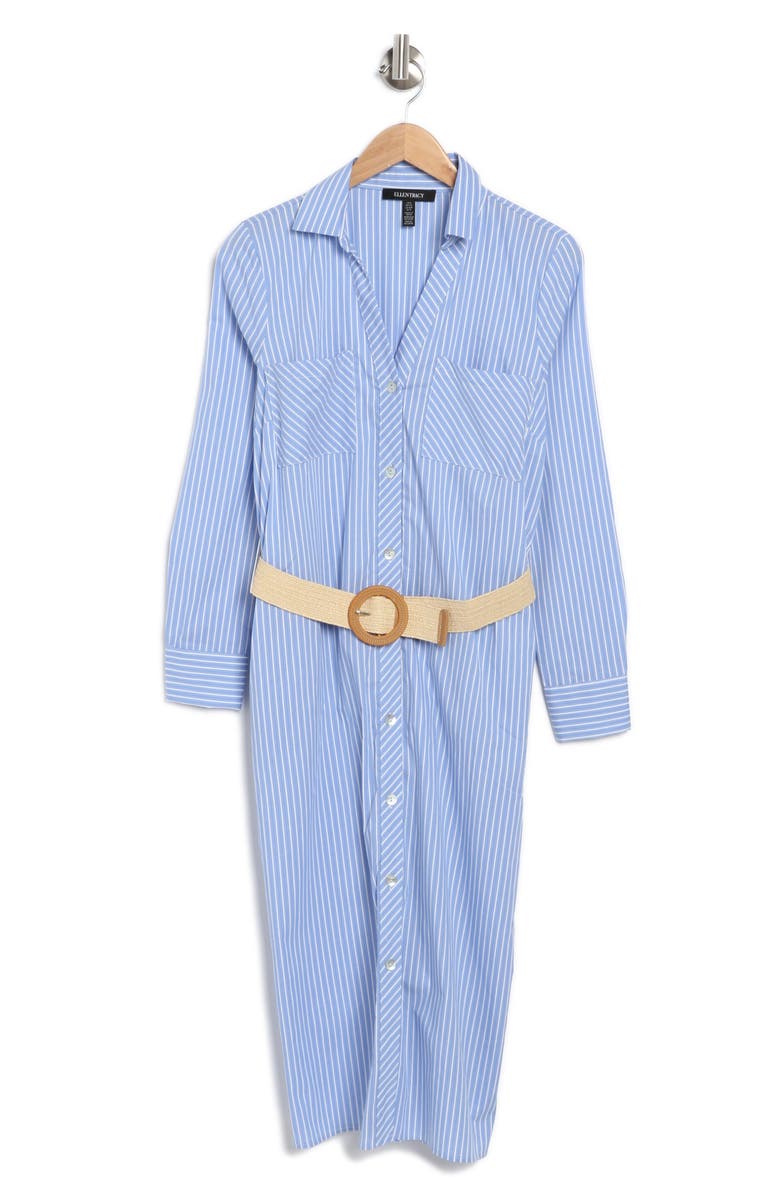 Ellen Tracy Stripe Long Sleeve Belted Shirtdress, Alternate, color,