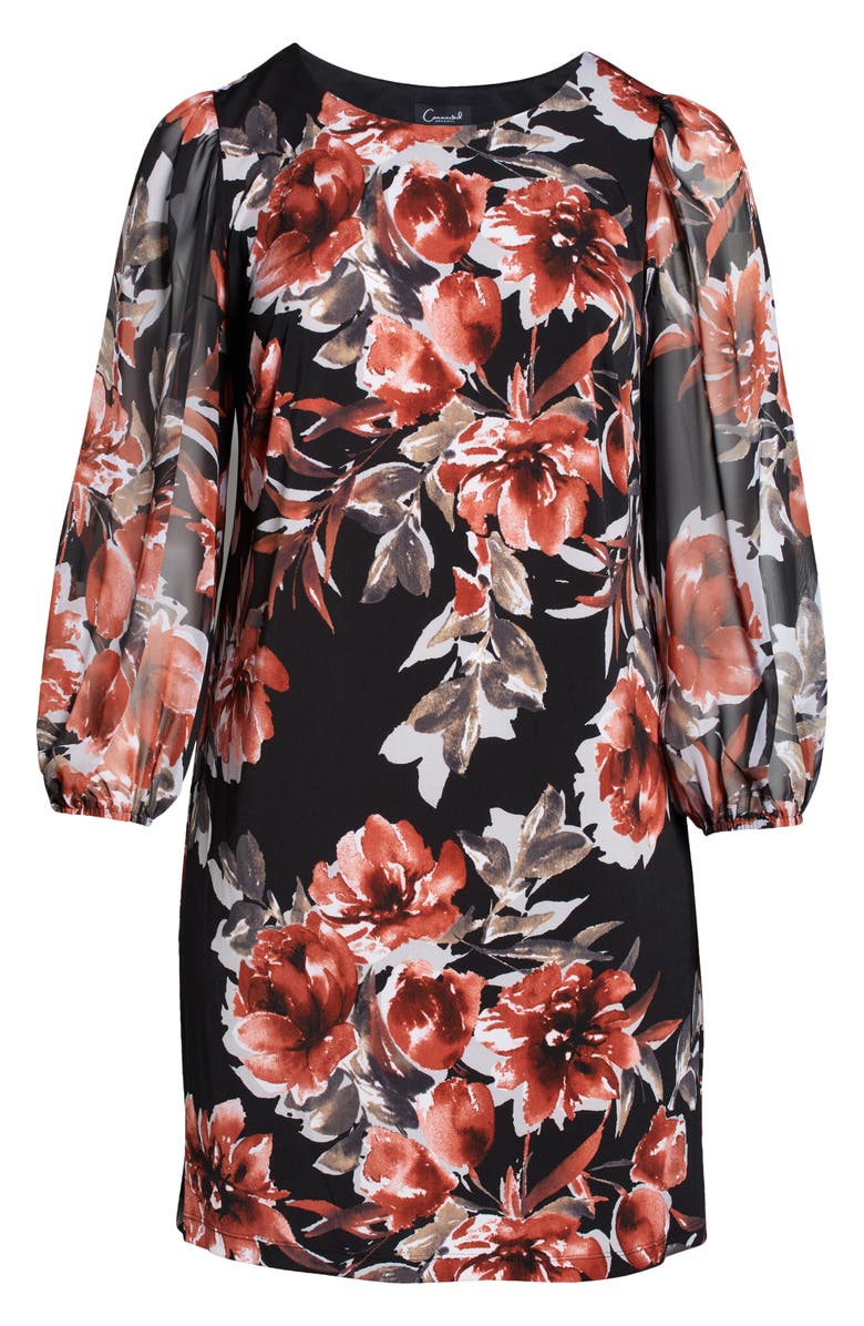 Connected Apparel Floral Long Sleeve Dress, Alternate, color, Spice