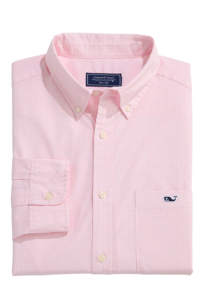 Anegada Gingham Button-Down Shirt, Alternate, color, FLAMINGO