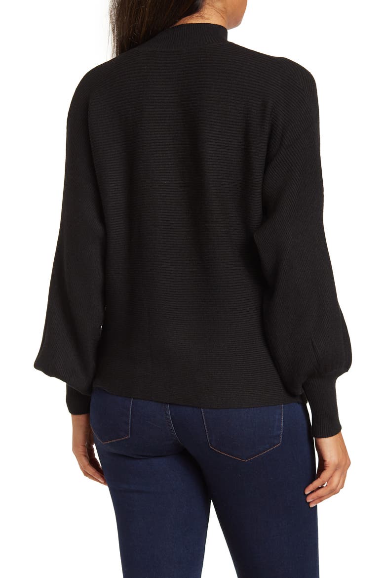 Mock Neck Dolman Sleeve Sweater, Alternate, color, BLACK