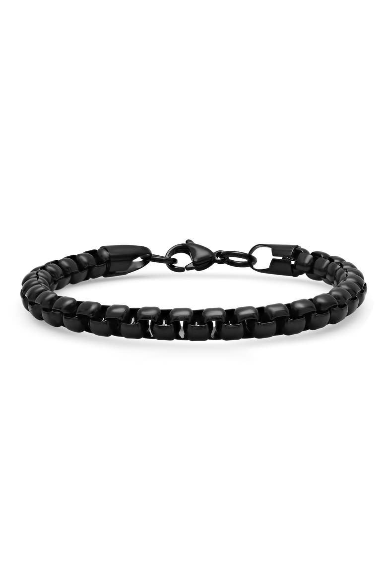 Men's Black IP Stainless Steel Box Chain Bracelet, Main, color, YELLOW