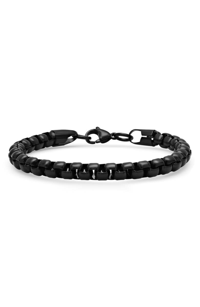 HMY JEWELRY Men's Black IP Stainless Steel Box Chain Bracelet, Main, color, Yellow