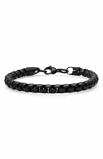 HMY JEWELRY Men's Black IP Stainless Steel Box Chain Bracelet