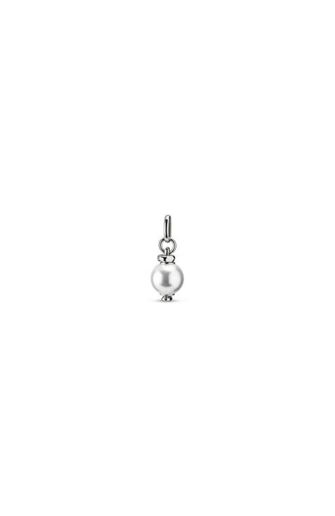 Sterling Silver-Plated Charm with White Pearl