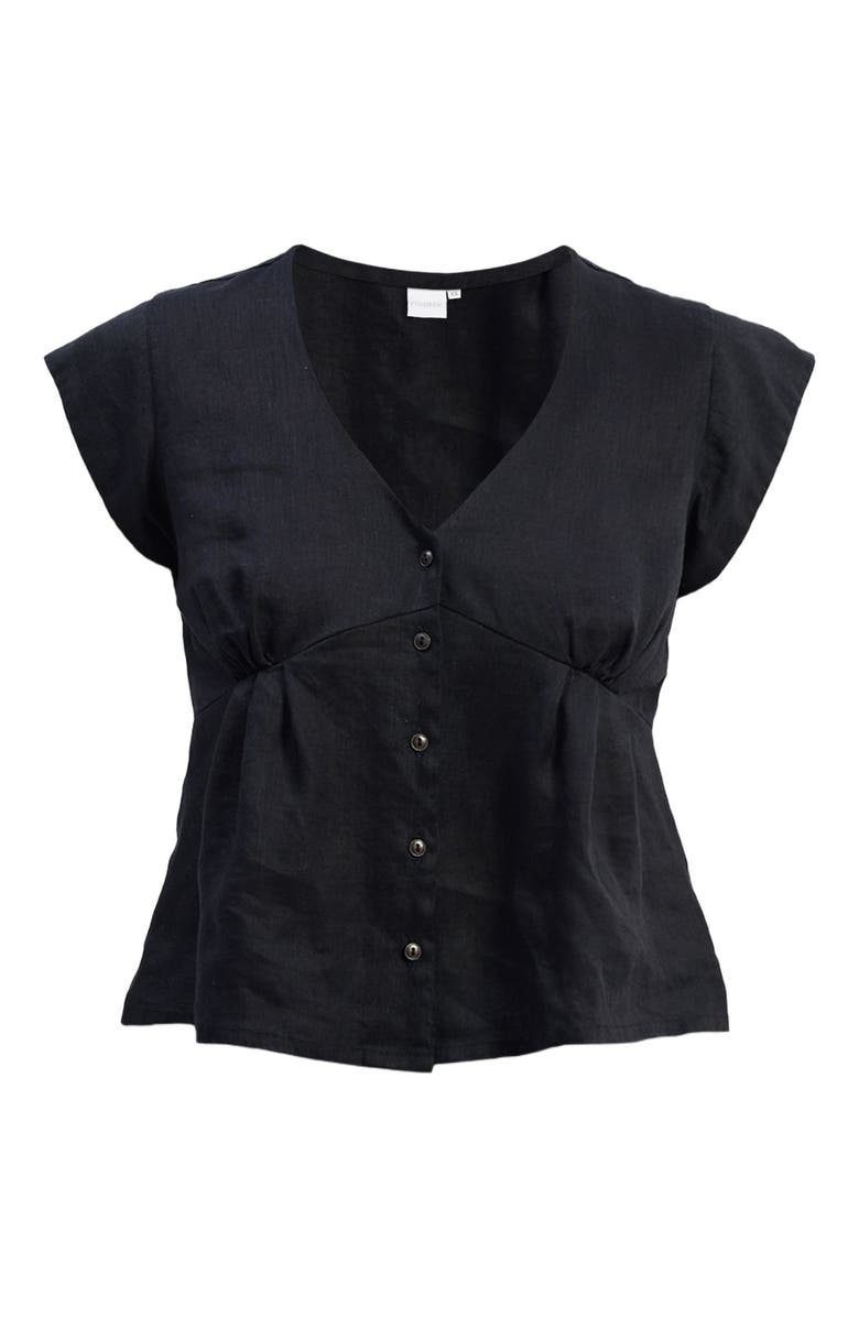 Reistor Deep V-neck Short Top, Alternate, color, Black