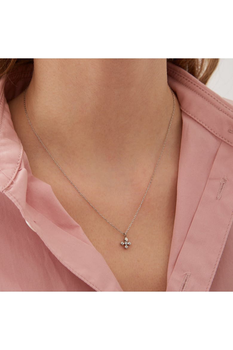Four Cube Blocks Natural Textured Sterling Silver Authentic Pendant Necklace, Alternate, color, Silver