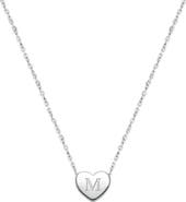 Tiny Blessings Sterling Silver Mini Sliding Heart & Engraved Initial 12-14" Necklace