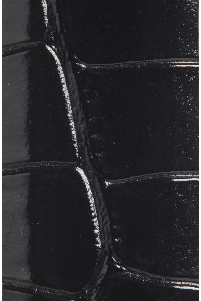 Hollyhock Croc Embossed Patent Leather Belt, Alternate, color, BLACK CROCO/ SILVER