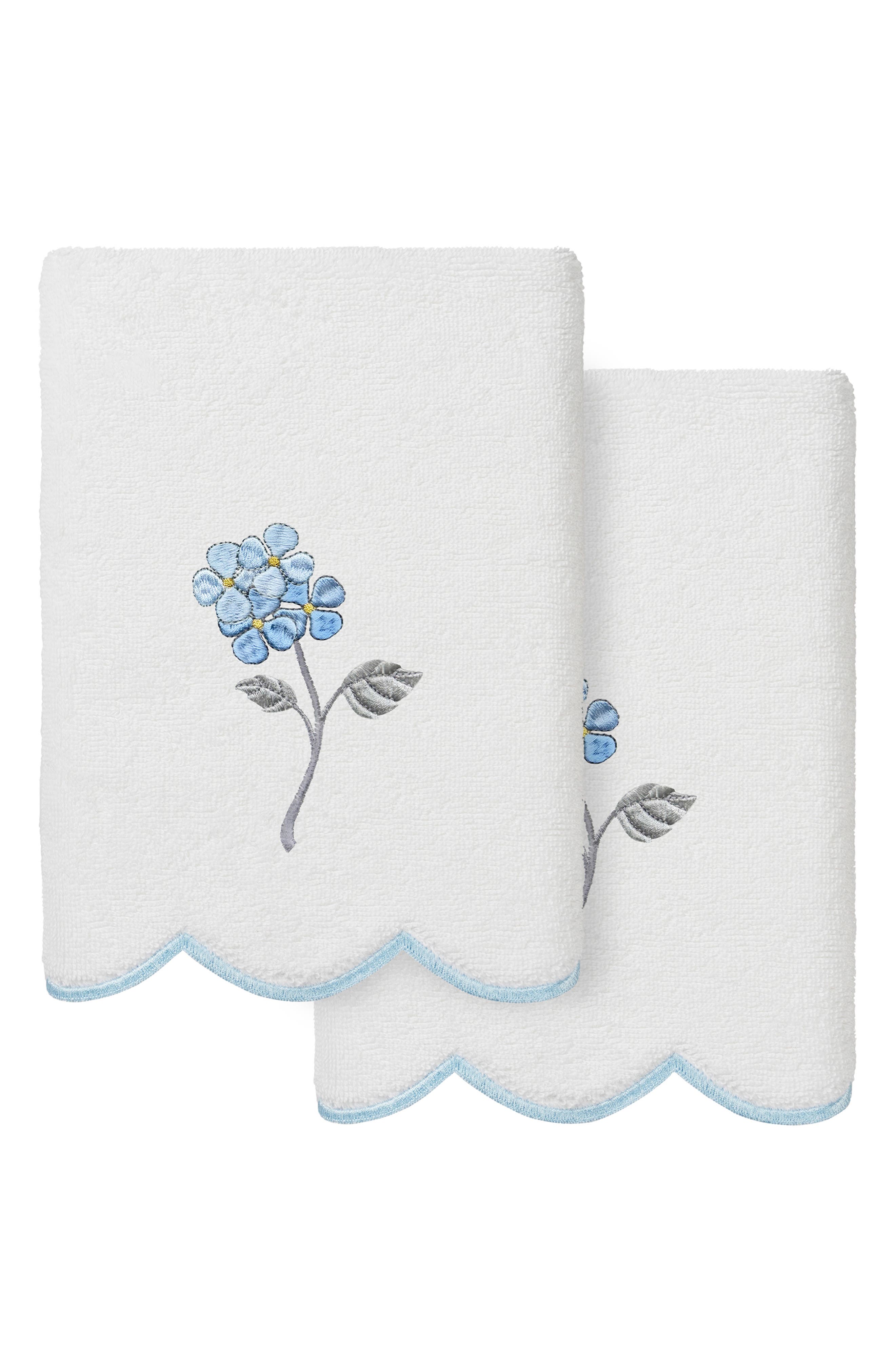 Hydea Embroidered Scallop 2-Piece Hand Towel Set