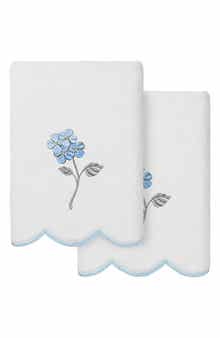 Hydea Embroidered Scallop 2-Piece Hand Towel Set