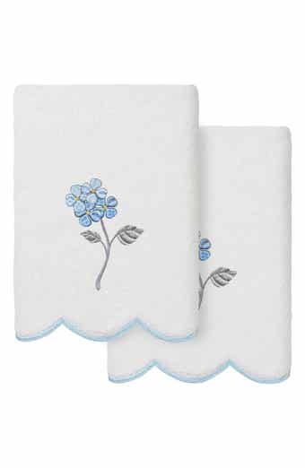 Hydea Embroidered Scallop 2-Piece Hand Towel Set