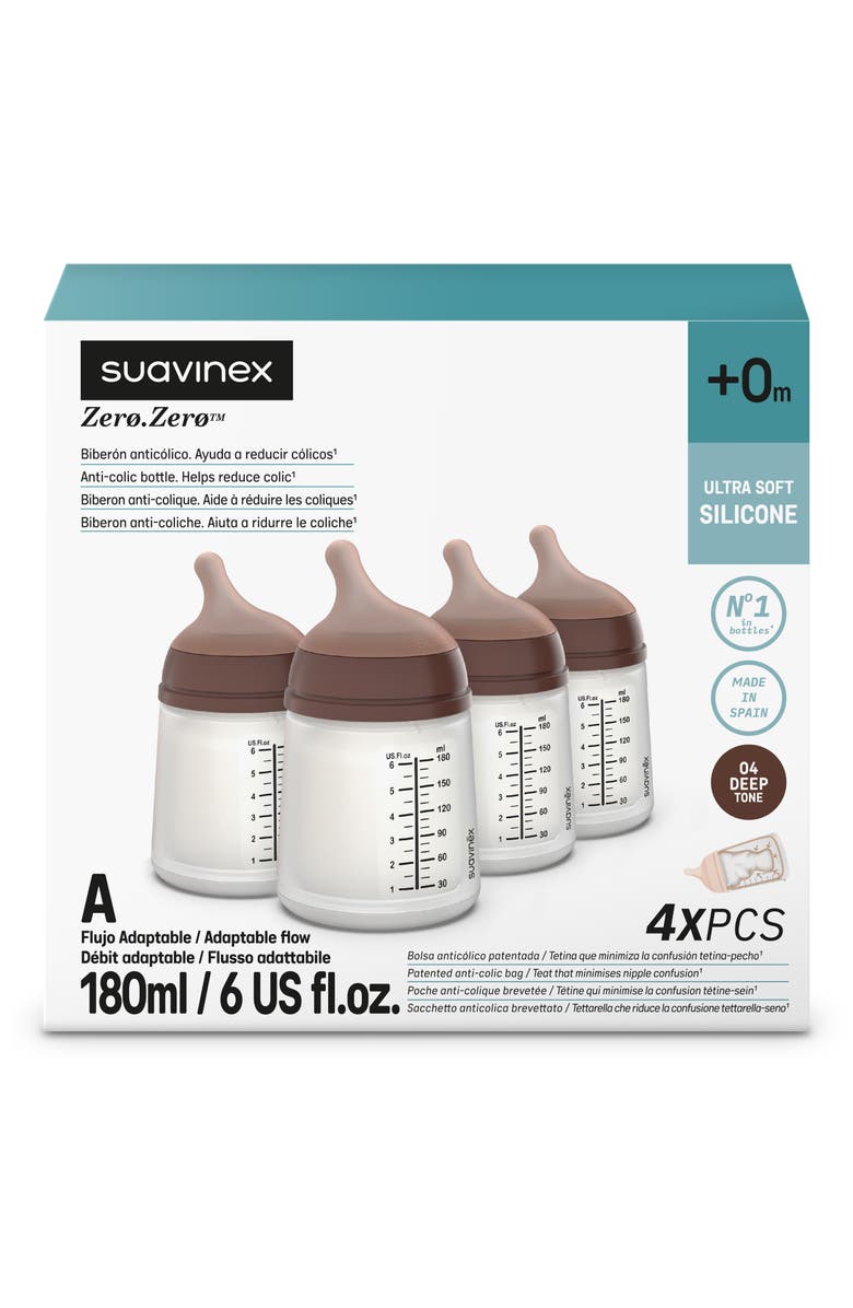 Suavinex 4-Pack Adaptable Flow Small Anti-Colic Bottles, Alternate, color, Deep