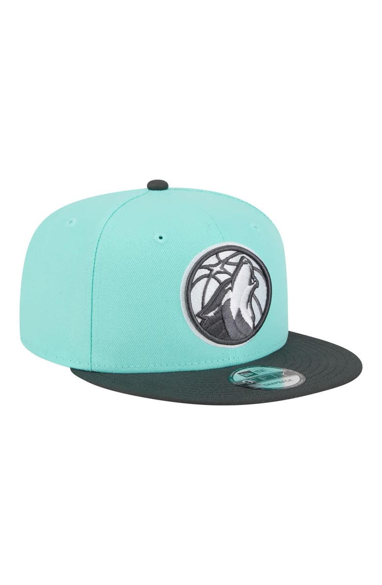 New Era Men's New Era Turquoise/Charcoal Minnesota Timberwolves Color Pack Two-Tone 9FIFTY Snapback Hat, Alternate, color, Turquoise