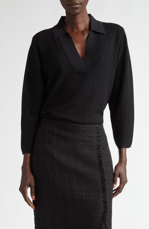 Plaid Knit Polo Sweater