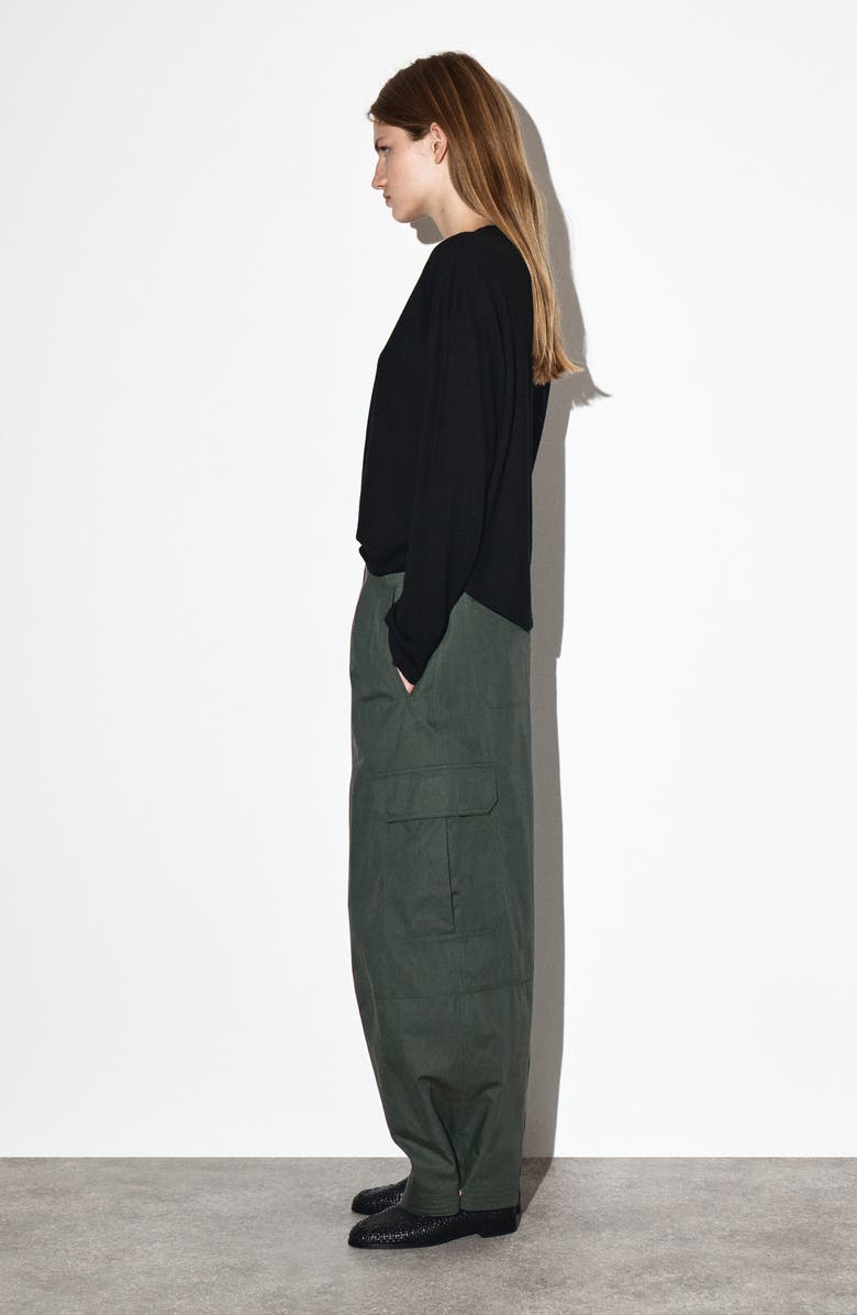 COS Rubble Barrel Leg Cargo Pants, Alternate, color, Green Dark