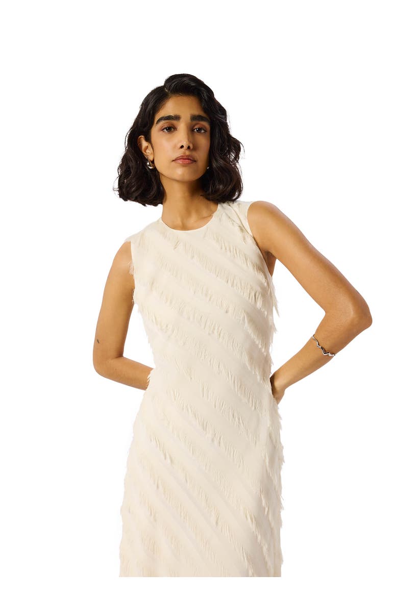 Fringe Textured Midi Dress, Alternate, color, Ivory