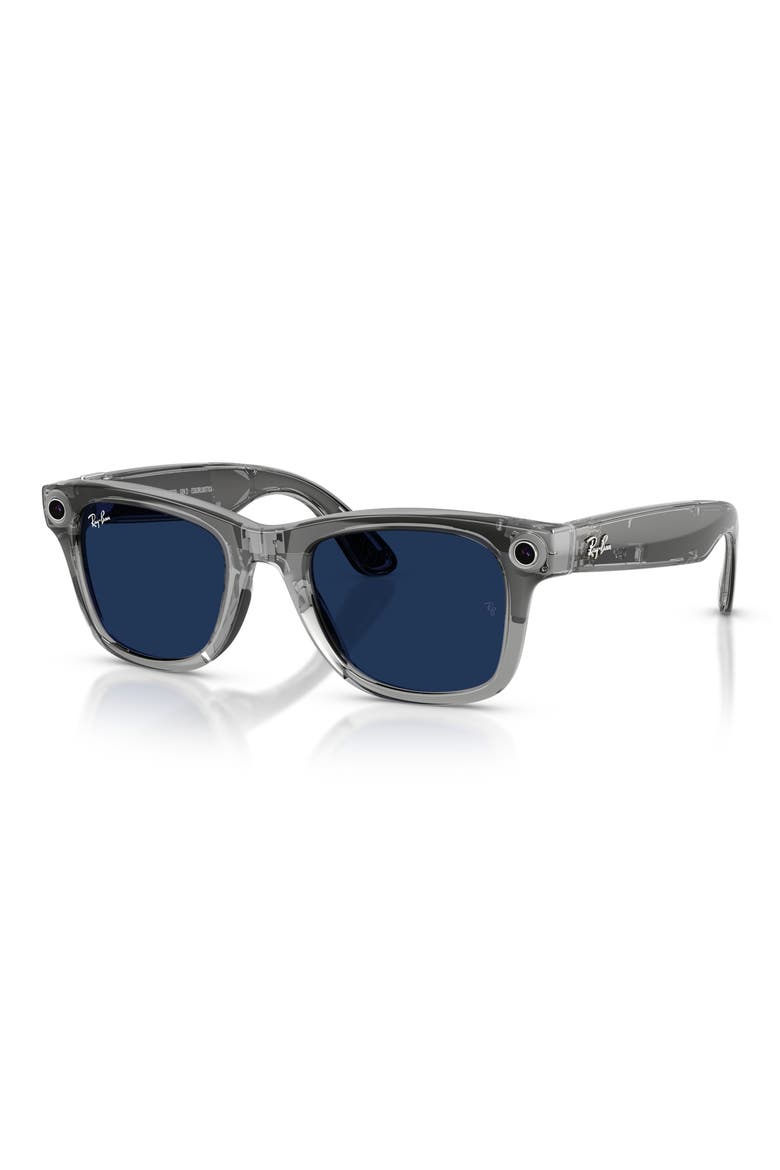 Meta Wayfarer Gen 2 50mm Square AI Sunglasses, Alternate, color, GREY / TRANSITIONS SAPPHIRE