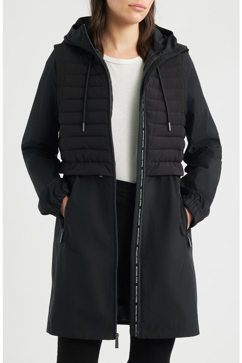 Quilt Core Hooded Coat, Alternate, color, BLACK