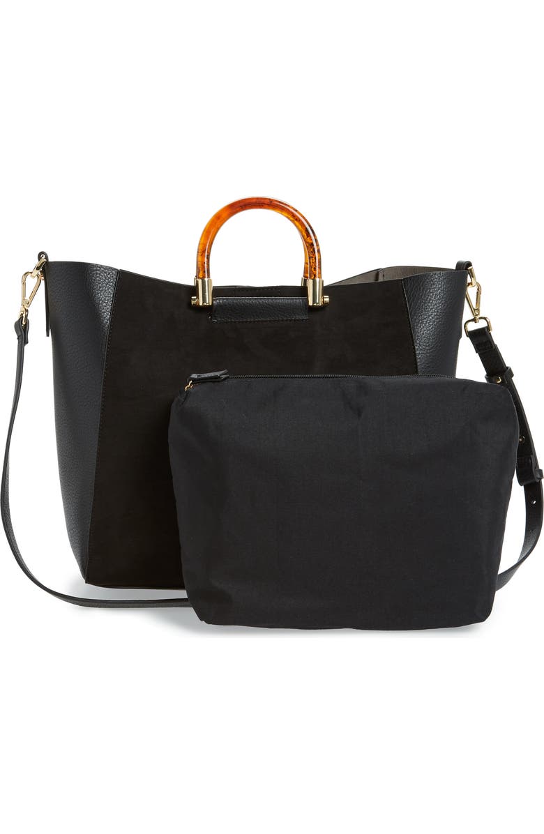 Topshop Sallie Faux Leather Shopper, Alternate, color,