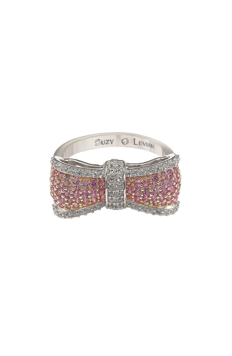 SUZY LEVIAN Sterling Silver & Pink Sapphire Bow Ring, Alternate, color, Pink