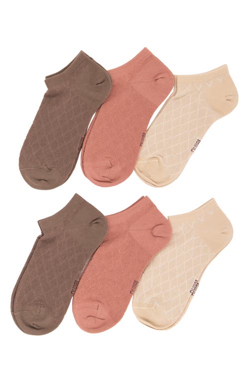 FELINA FELINA ASSORTED 6-PACK TEXTURED MESH NO SHOW SOCKS 