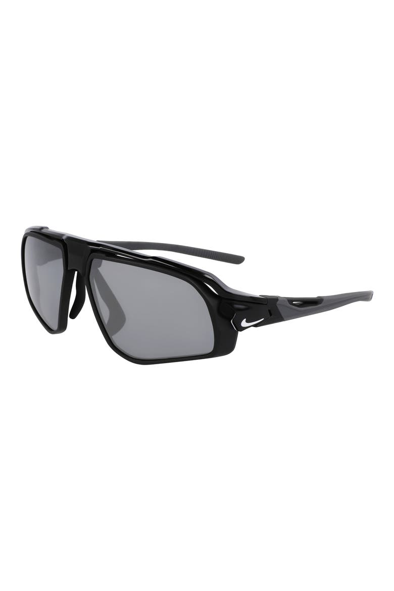 Flyfree 72mm Rectangular Sunglasses, Alternate, color, BLACK / SILVER FLASH/ VOLT