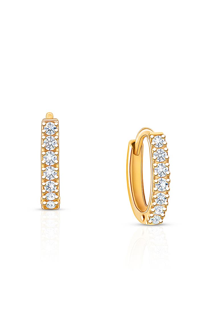14K Gold 9mm Timeless Pavé Huggie Hoop Earrings, Main, color, 14K Yellow Gold