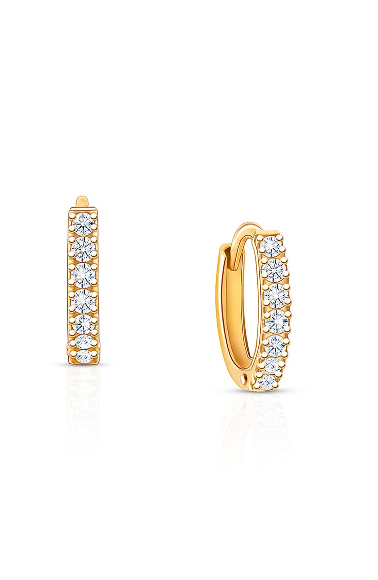 Tiny Blessings 14K Gold 9mm Timeless Pavé Huggie Hoop Earrings, Main, color, 14K Yellow Gold
